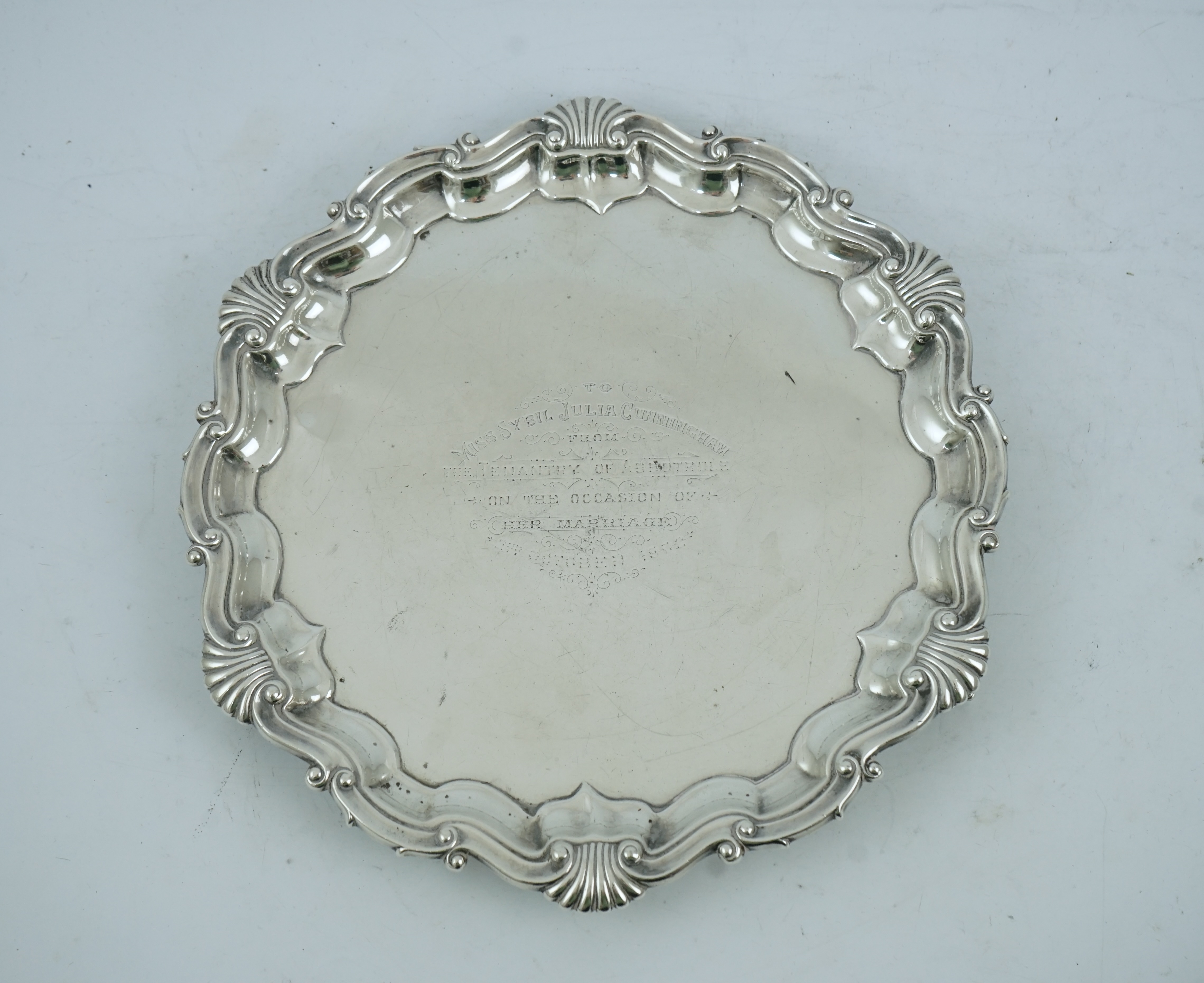 A late Victorian silver salver, by Martin, Hall & Co